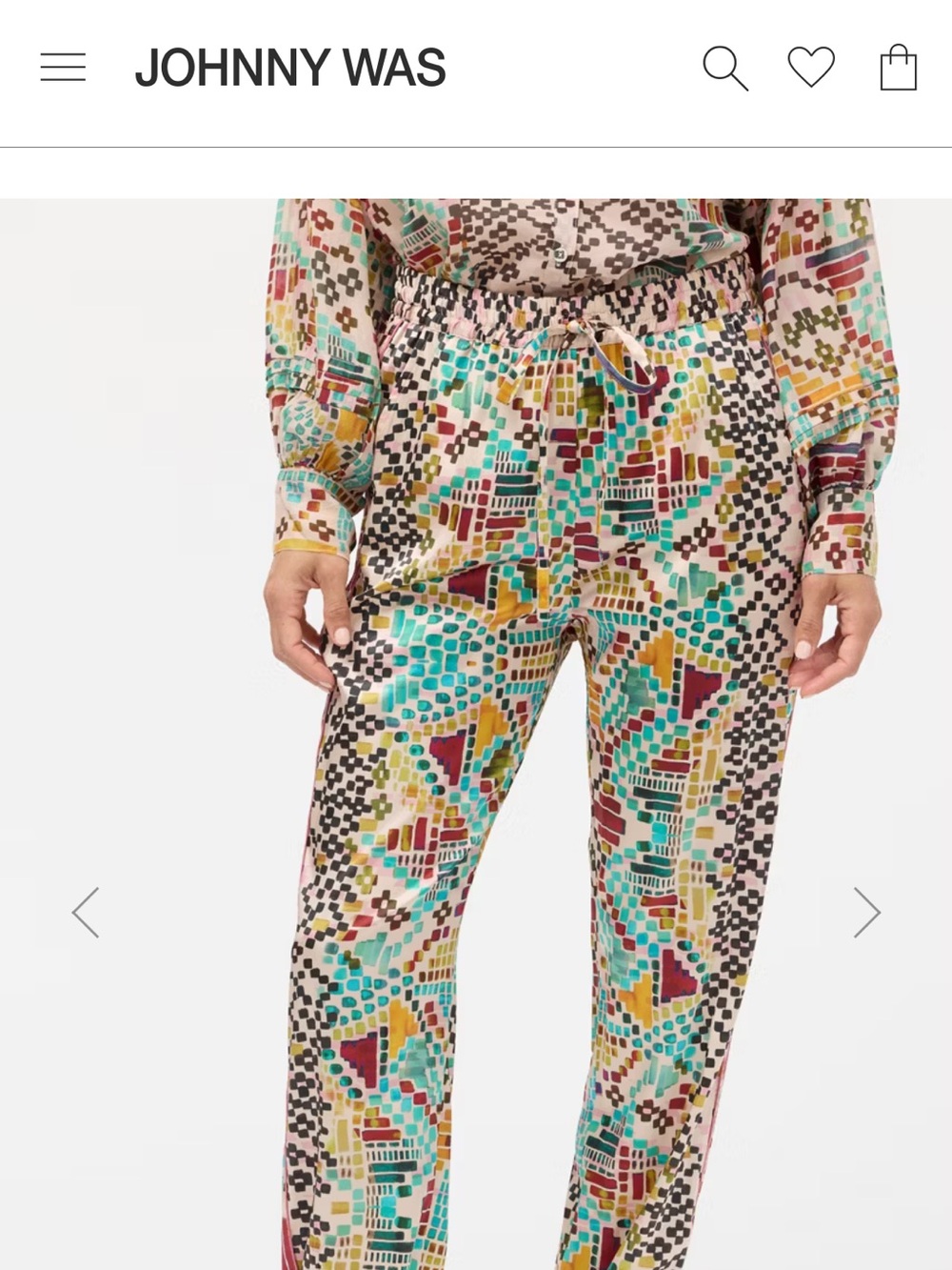 Johnny Was Womens Genora Paneled Silk-Blend Jogger Pant in Etris Pattern